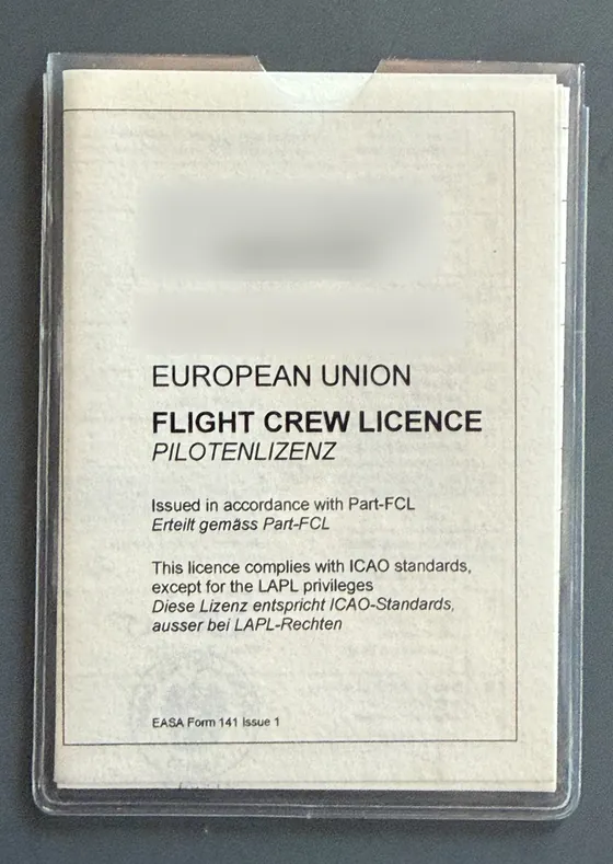 Flight crew licence, EASA Form 141